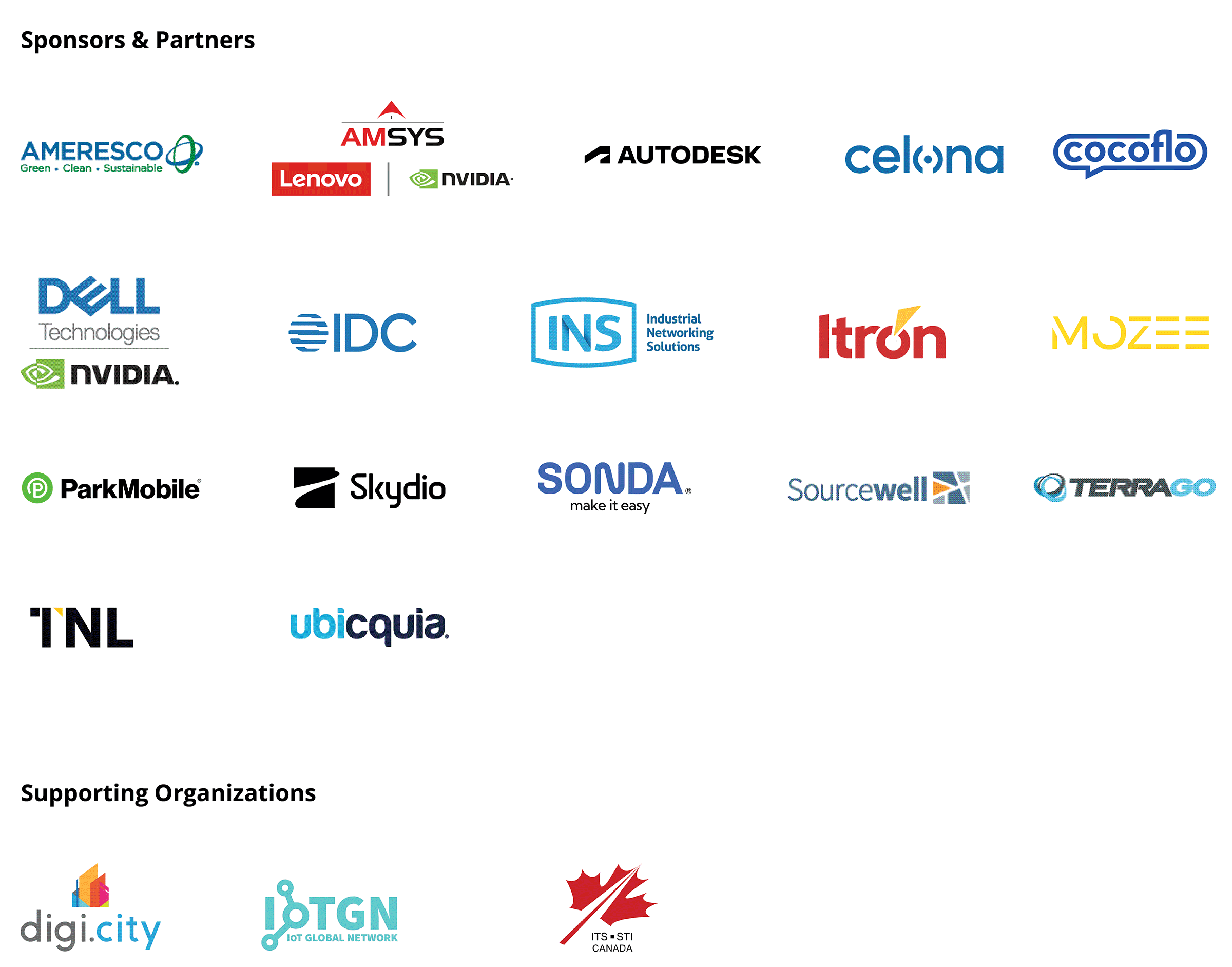 Sponsors & Partners, Supporting Organizations